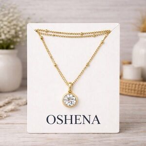 Oshena - Birthstone Necklace -  Crystal Gemstone & 18k Gold - New